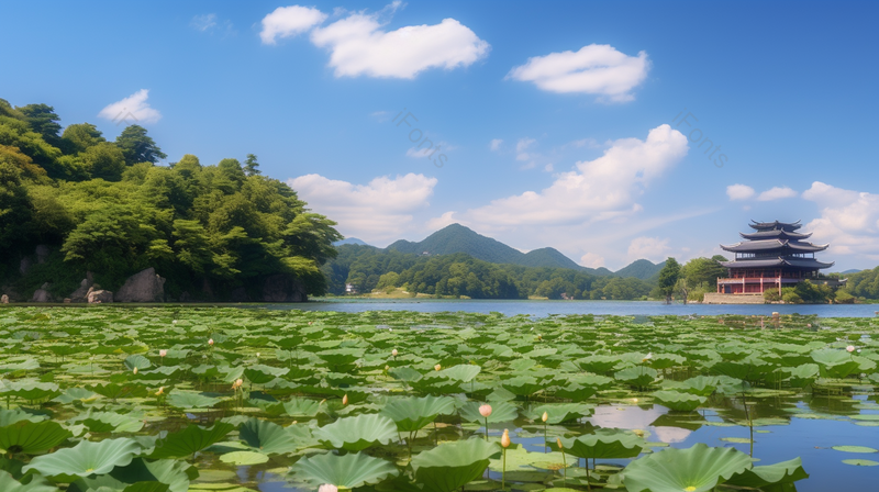 中国风的古式建筑避暑山庄的荷花池摄影图高清的图片,高清,摄影图,摄影图片,图片大全,摄影图免费下载